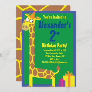 Giraffe Animal Kid's Birthday Party Einladungen