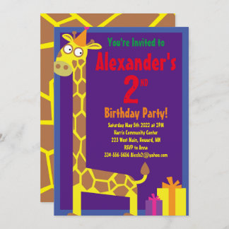 Giraffe Animal Kid's Birthday Party Einladungen
