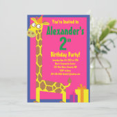 Giraffe Animal Kid's Birthday Party Einladungen (Stehend Vorderseite)
