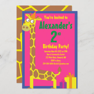 Giraffe Animal Kid's Birthday Party Einladungen