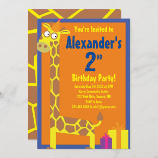 Giraffe Animal Kid's Birthday Party Einladungen