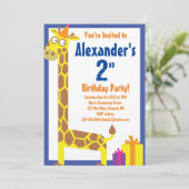 Giraffe Animal Kid's Birthday Party Einladungen (Stehend Vorderseite)