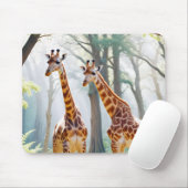 Giraffe Animal Nature Wildlife Zuneigung Gekümmert Mousepad (Mit Mouse)