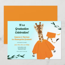 Giraffe Animal Orange Green Blue Kid Abschluss