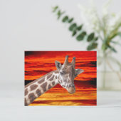 Giraffe Animal Portrait gegen Sunset Sky Postkarte (Stehend Vorderseite)