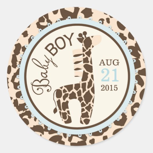 Giraffe Animal Print Baby Shooting Label Runder Aufkleber (Vorderseite)