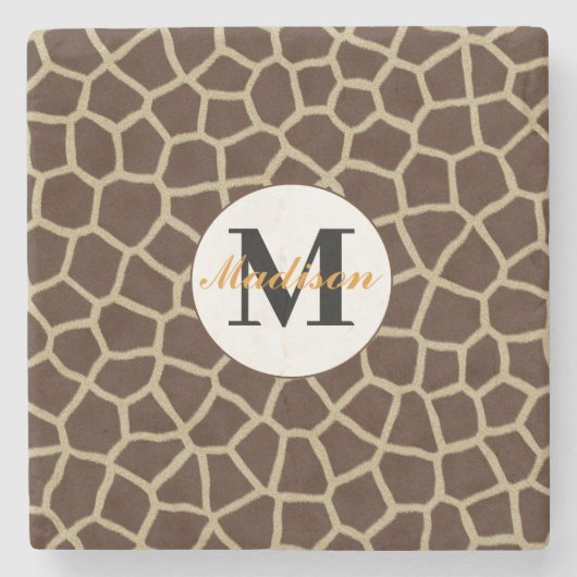 Giraffe Animal Print Personalisiert Drink Unterset Steinuntersetzer (Vorderseite)
