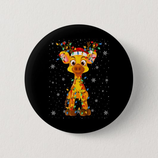 Giraffe Animal Weihnachtsmannmütze Ugly Christmas  Button (Vorderseite)