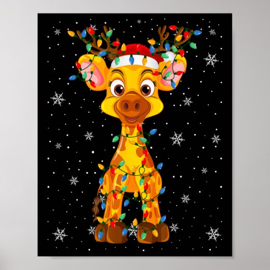 Giraffe Animal Weihnachtsmannmütze Ugly Christmas Poster (Vorne)