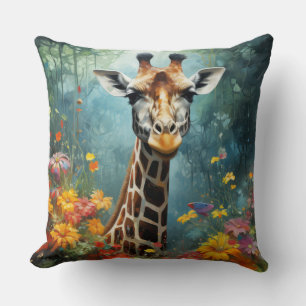 Giraffe Animal Wildlife Wilderness Colorful Print Kissen