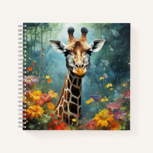 Giraffe Animal Wildlife Wilderness Colorful Print Notizblock