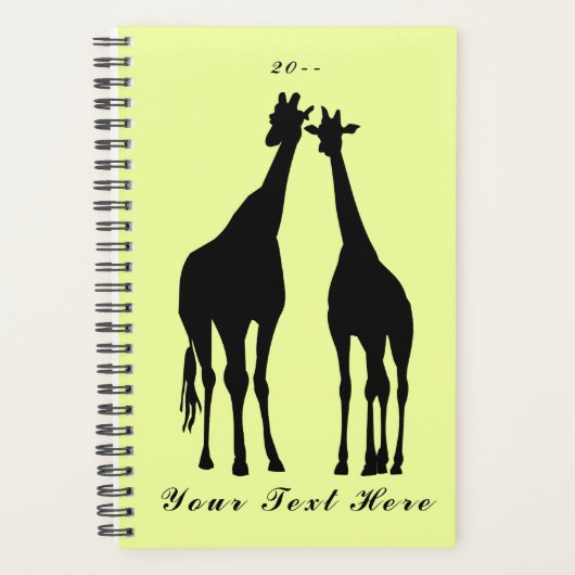 Giraffe - Anpassbar + Hinzufügen von Text / Name - Planer (Vorderseite)