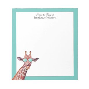 Giraffe Aquamarines Monogramm aus dem Schreibtisch Notizblock