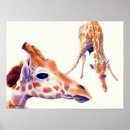 Giraffe Aquarellmalerei Druck und Poster (Vorne)