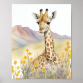 Giraffe Aquarellmalerei Poster (Vorne)