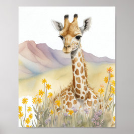 Giraffe Aquarellmalerei Poster