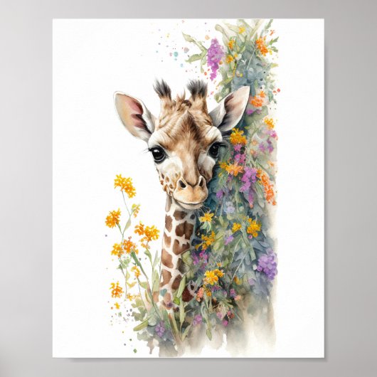 Giraffe Aquarellmalerei Poster (Vorne)