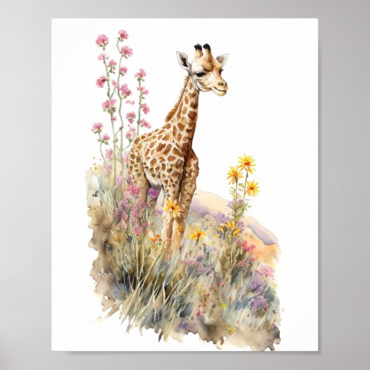 Giraffe Aquarellmalerei Poster (Vorne)