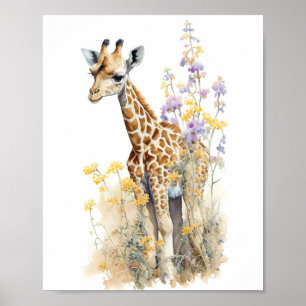 Giraffe Aquarellmalerei Poster