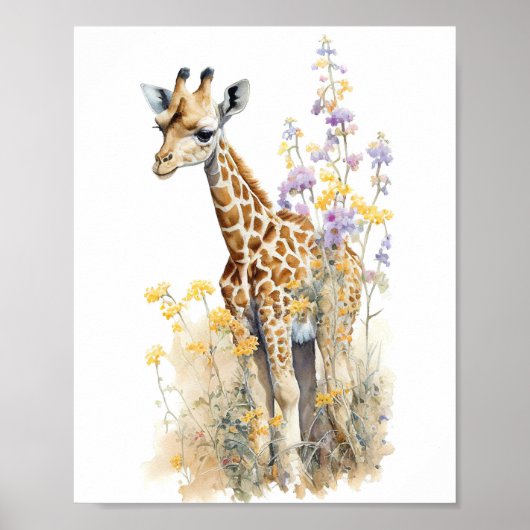 Giraffe Aquarellmalerei Poster (Vorne)