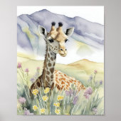 Giraffe Aquarellmalerei Poster (Vorne)