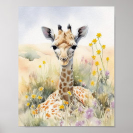 Giraffe Aquarellmalerei Poster