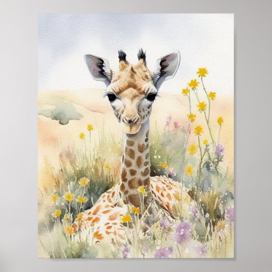 Giraffe Aquarellmalerei Poster (Vorne)
