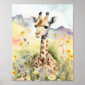 Giraffe Aquarellmalerei Poster (Vorne)