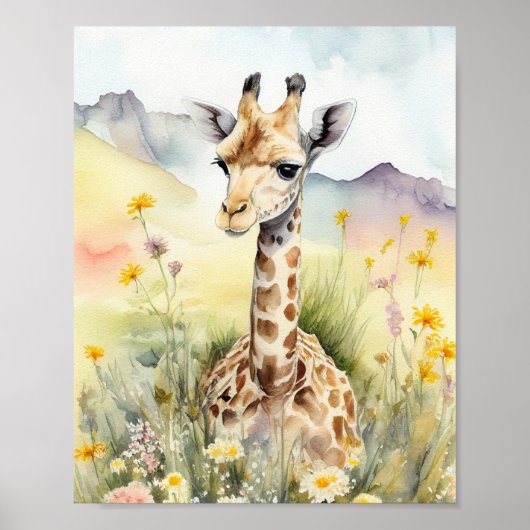 Giraffe Aquarellmalerei Poster (Vorne)