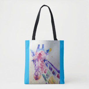 Giraffe Aquarellmalerei Tierliebhaber Tote Tasche