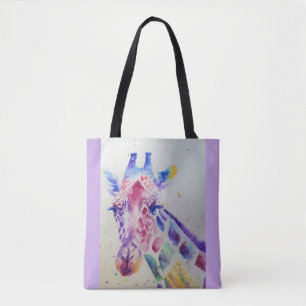 Giraffe Aquarellmalerei Tierliebhaber Tote Tasche