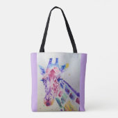 Giraffe Aquarellmalerei Tierliebhaber Tote Tasche (Rückseite)