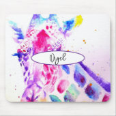 Giraffe Aquarellmalerei Whimsical Mousepad (Vorne)