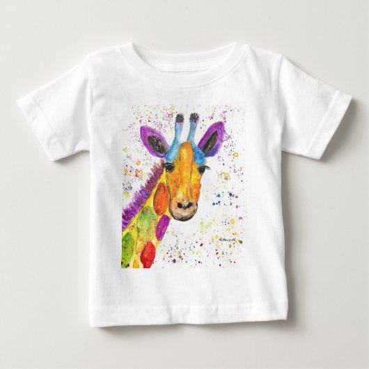 Giraffe Aquarelltier Safari Kinder Spaß Zoo Ba Baby T-shirt (Vorderseite)