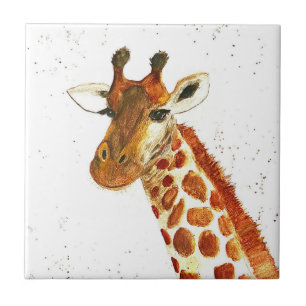 Giraffe Aquarelltiere Safari Afrikanischer Dschung Fliese