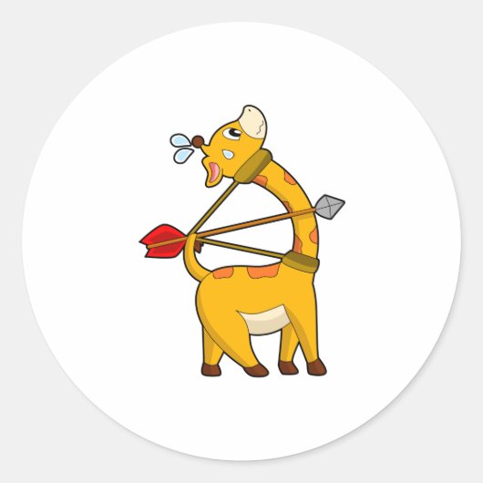 Giraffe Archer Arrow Bow Runder Aufkleber (Vorderseite)