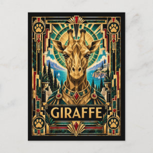 Giraffe, Art Deco Wildtiere Postkarte