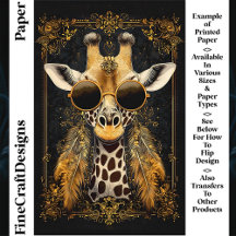 Giraffe, Art Nouveau, Gold CM4 Scrapbook Paper