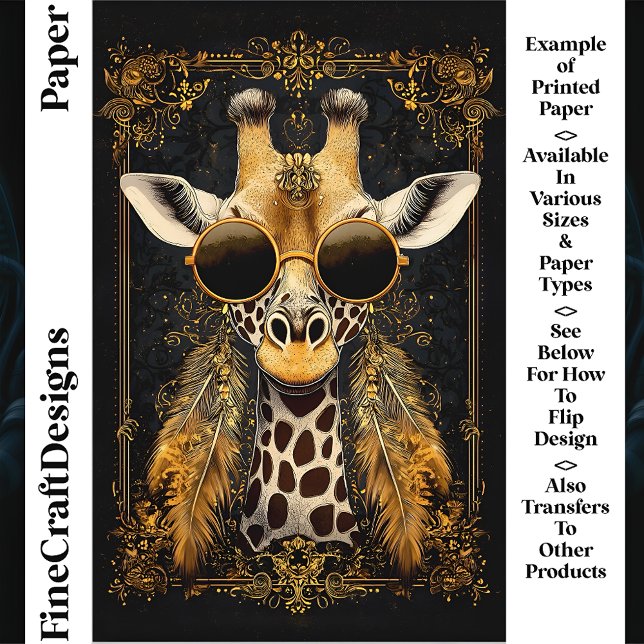 Giraffe, Art Nouveau, Gold CM4 Scrapbook Paper (Von Creator hochgeladen)