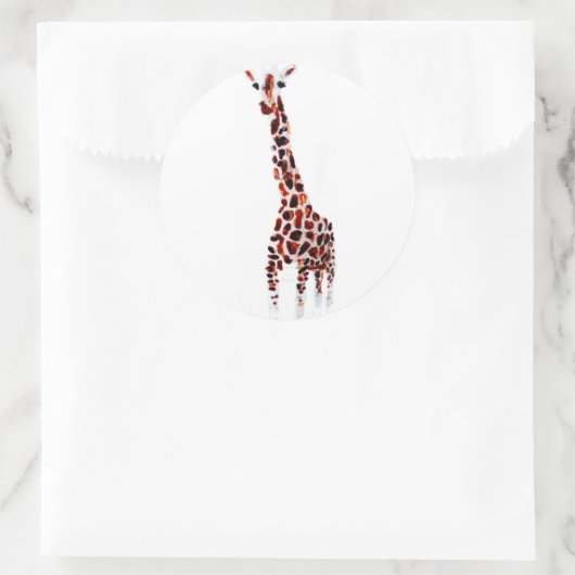 Giraffe Art Wild Animal Runder Aufkleber (Tasche)