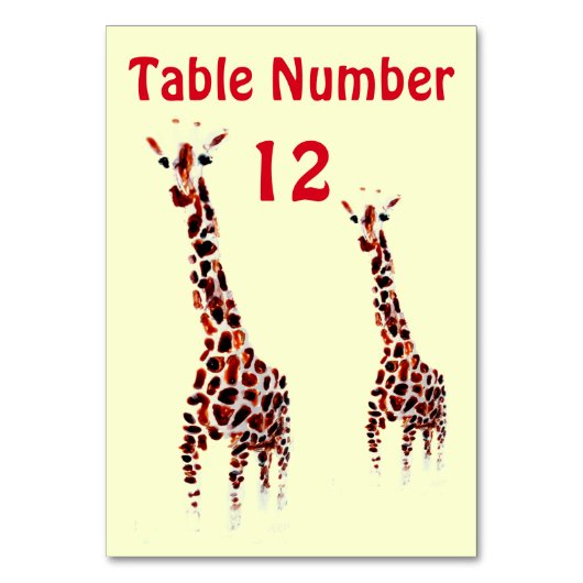 Giraffe Art Wild Animal Tischnummer (Vorderseite)