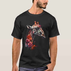 Giraffe Artwork Blume Tier T-Shirt