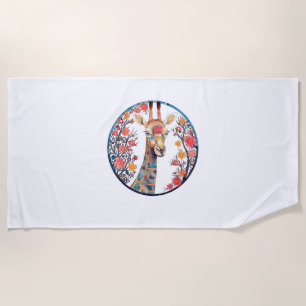Giraffe Artwork Colorful - Church Blossom Tiere Strandtuch