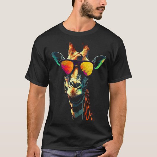 Giraffe Artwork Sonnenbrille Tier T-Shirt (Vorderseite)