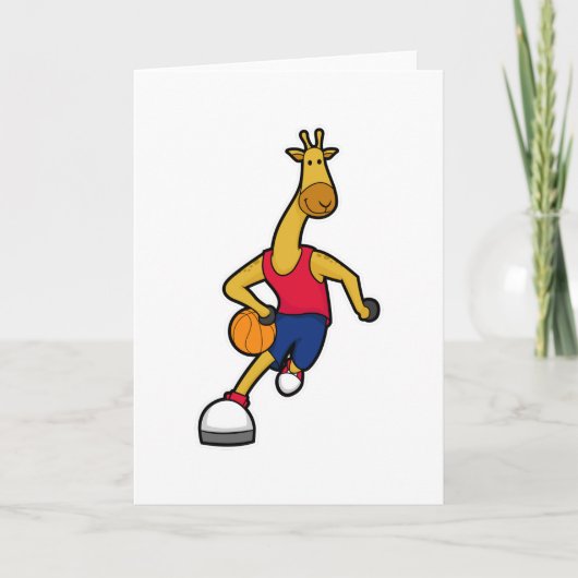 Giraffe as Basketball player with Basketball ball Karte (Vorderseite)