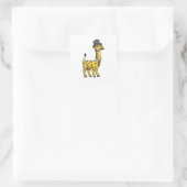 Giraffe as Gentleman with Hat, Tie and Mustache Quadratischer Aufkleber (Tasche)