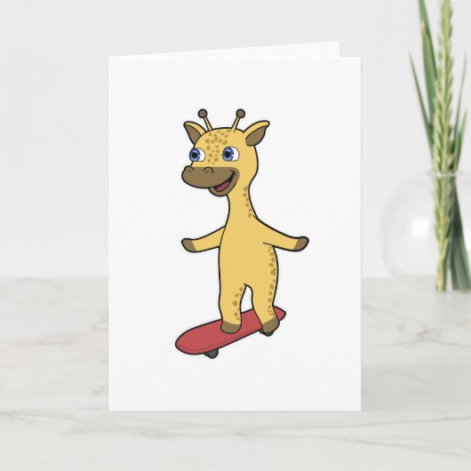Giraffe as Skater with Skateboard Karte (Vorderseite)