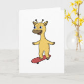 Giraffe as Skater with Skateboard Karte (Gelbe Blume)