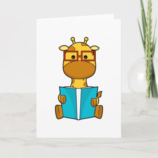 Giraffe as Student with Glasses & Book Karte (Vorderseite)
