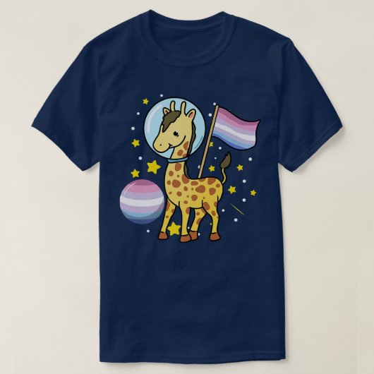 Giraffe Astronaut Bigender Pride T-Shirt (Design vorne)